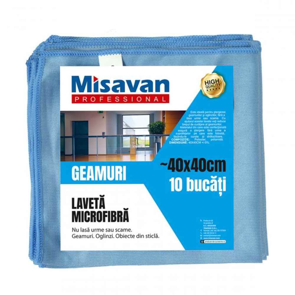 Shop Towels & General-Purpose Cleaning Cloths Lavete microfibra pentru sticla 40x40cm 10buc/set albastru misavan professional
