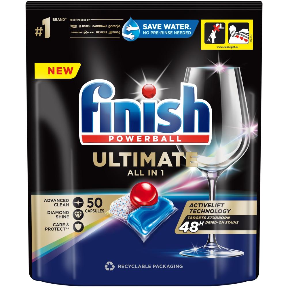 masina de spalat 50 cm latime Tablete masina de spalat vase 50 buc/cutie powerball ultimate all in 1 finish