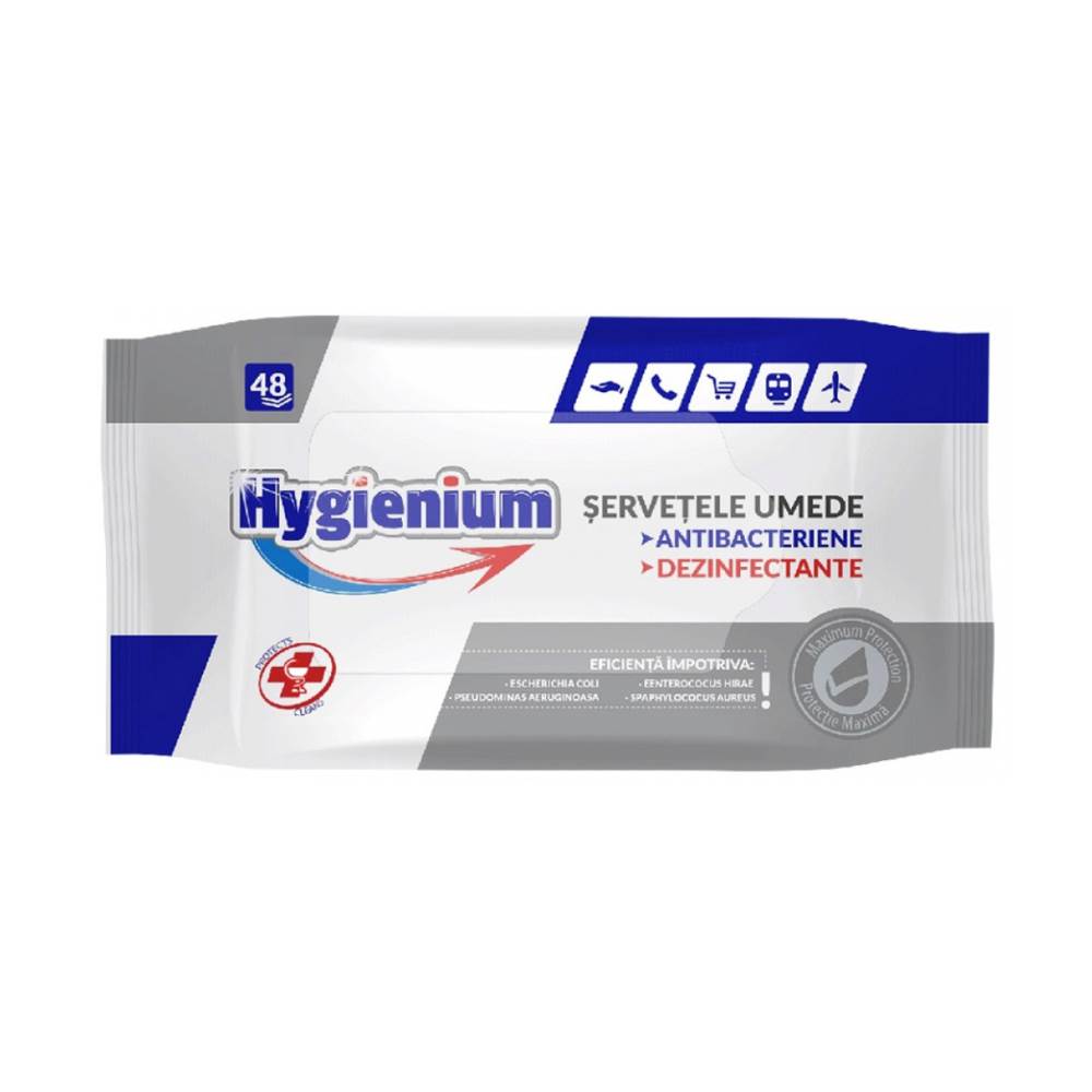 Hand Sanitizers & Wipes Servetele umede antibacteriene pentru maini 48 buc/pachet hygienium