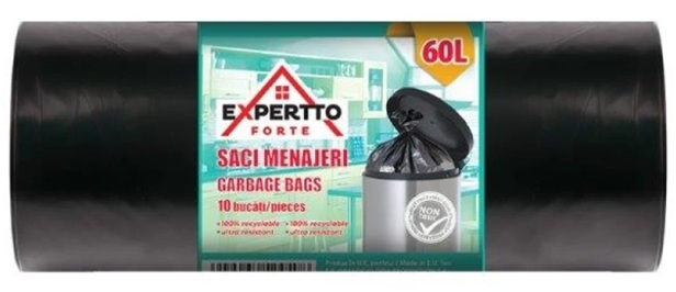 Garbage Bags Saci menajeri 60l 10 buc/rola expertto