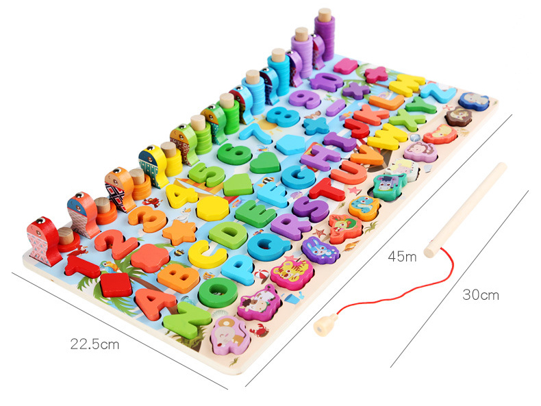 Toys & Games Joc educativ din lemn montessori-litere, cifre, forme geometrice