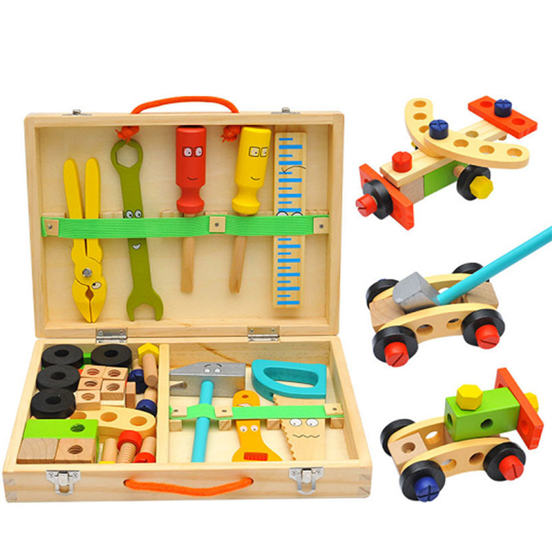 Toy Tools Trusa tamplarie din lemn-masini montessori