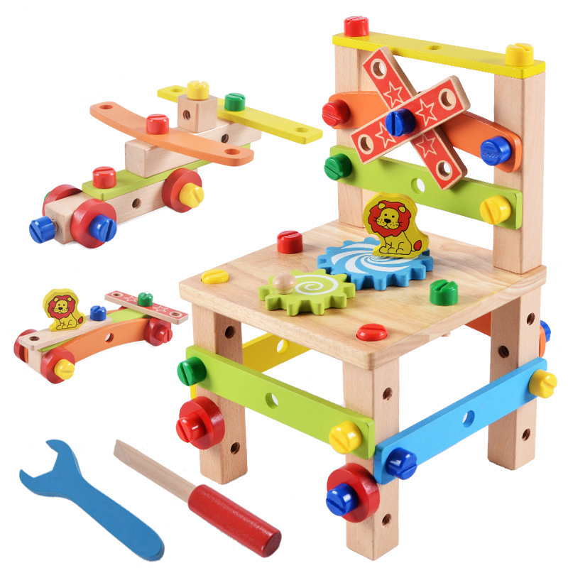 Baby Activity Toys Scaun lemn asamblare montessori