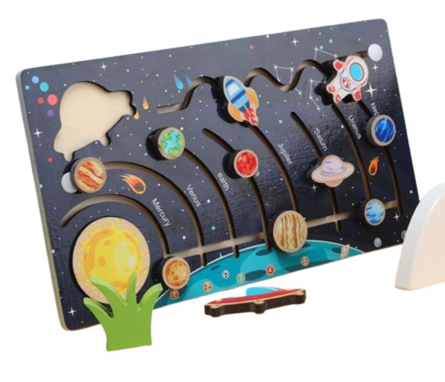 Toys Placa sistem solar lemn montessori