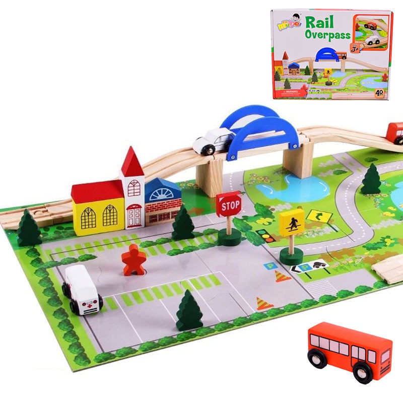 Toys Tren colorat lemn montessori