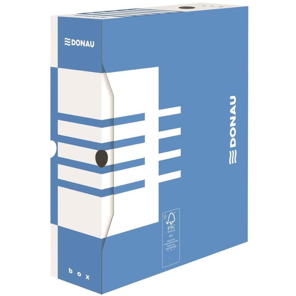 ph metru Cutie arhivare, carton, cotor 10 cm, 340 x 100 x 297 mm, albastru, donau
