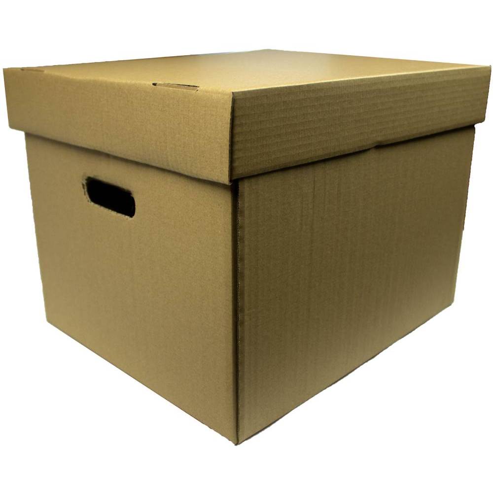 bibliorafturi Container arhivare, carton, cu capac detasabil si manere, 400 x 335 x 290 mm, mas
