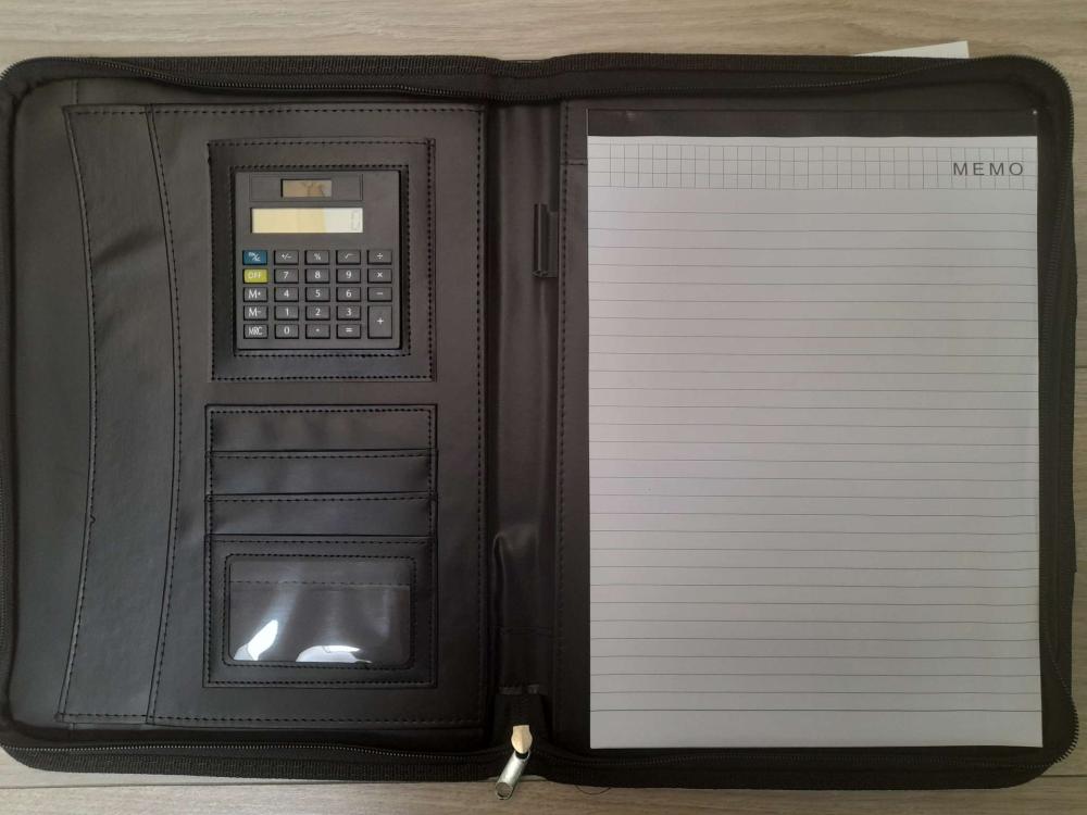 navigator a4 Mapa a4 cn101 imit piele, echipata cu calc si bloc notes a4, cul neagra