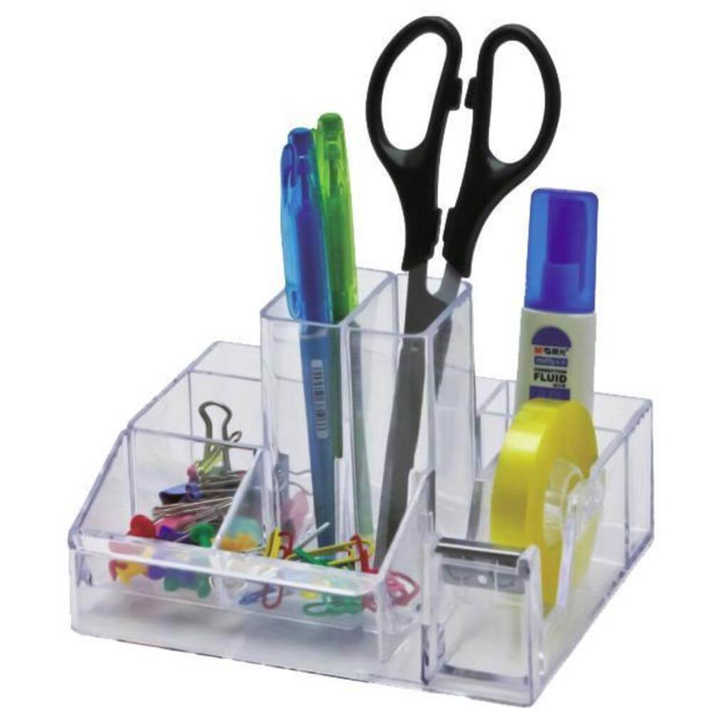 suport pentru maşină de spălat Suport pvc pentru accesorii de birou, 8 compartimente transparent kejea