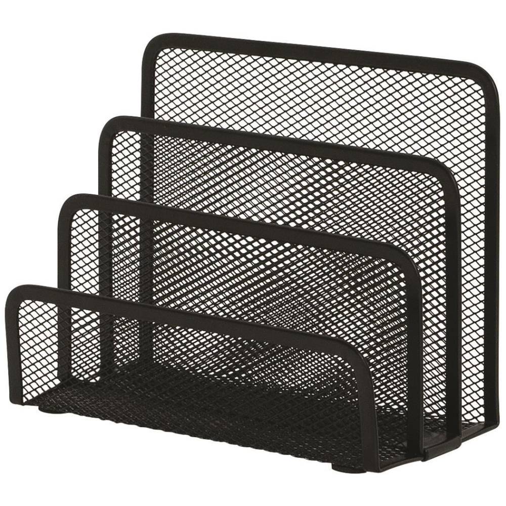Suport metalic mesh pentru sortare scrisori 3 compartimente q-connect negru