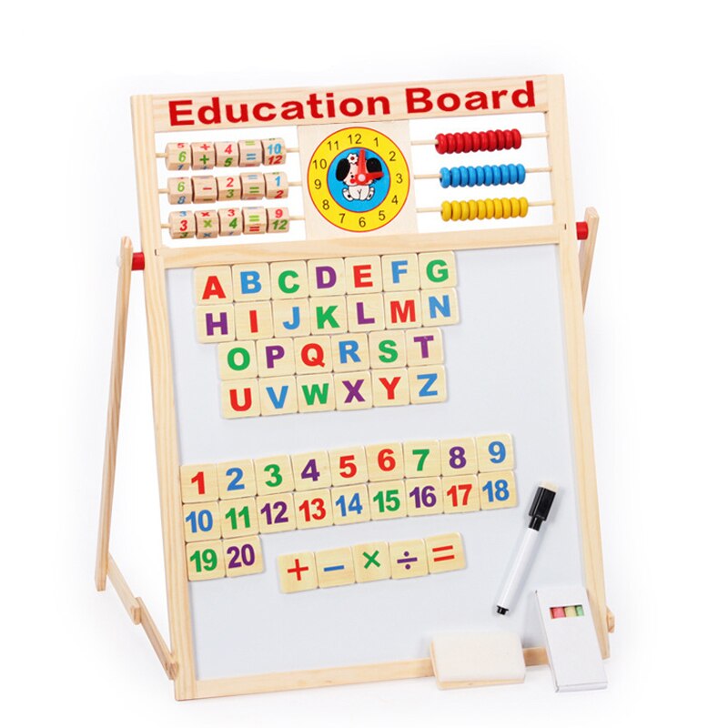 Art & Drawing Toys Tabla magnetica multifunctionala pliabila cu 2 fete pentru scris cu abac magneti si creta