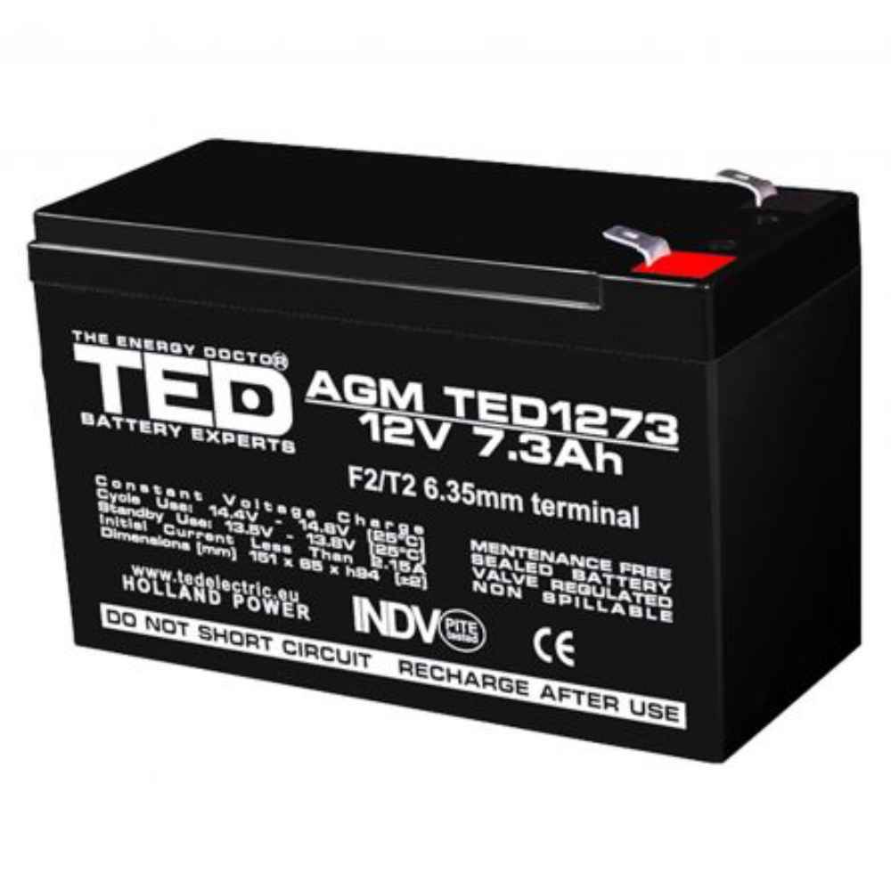 anvelope neamt   netburg expert srl Acumulator agm vrla 12v 7.1a dimensiuni 151x65mmx95mm f2 ted battery expert holland
