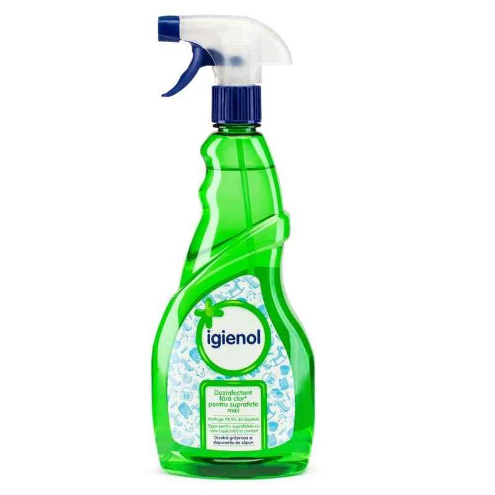 Detergeti parchet, pardoseala, gresie, faianta si obiecte sanitare - Detergent lichid dezinfectant, cu pulverizator, mar verde, 750 ml, IGIENOL, depozituldns.ro