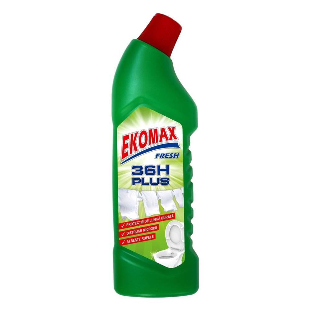 EKOMAX Detergent lichid igienizant wc, cazi, chiuvete, rufe albe, 750 ml, ekomax 36h plus wc