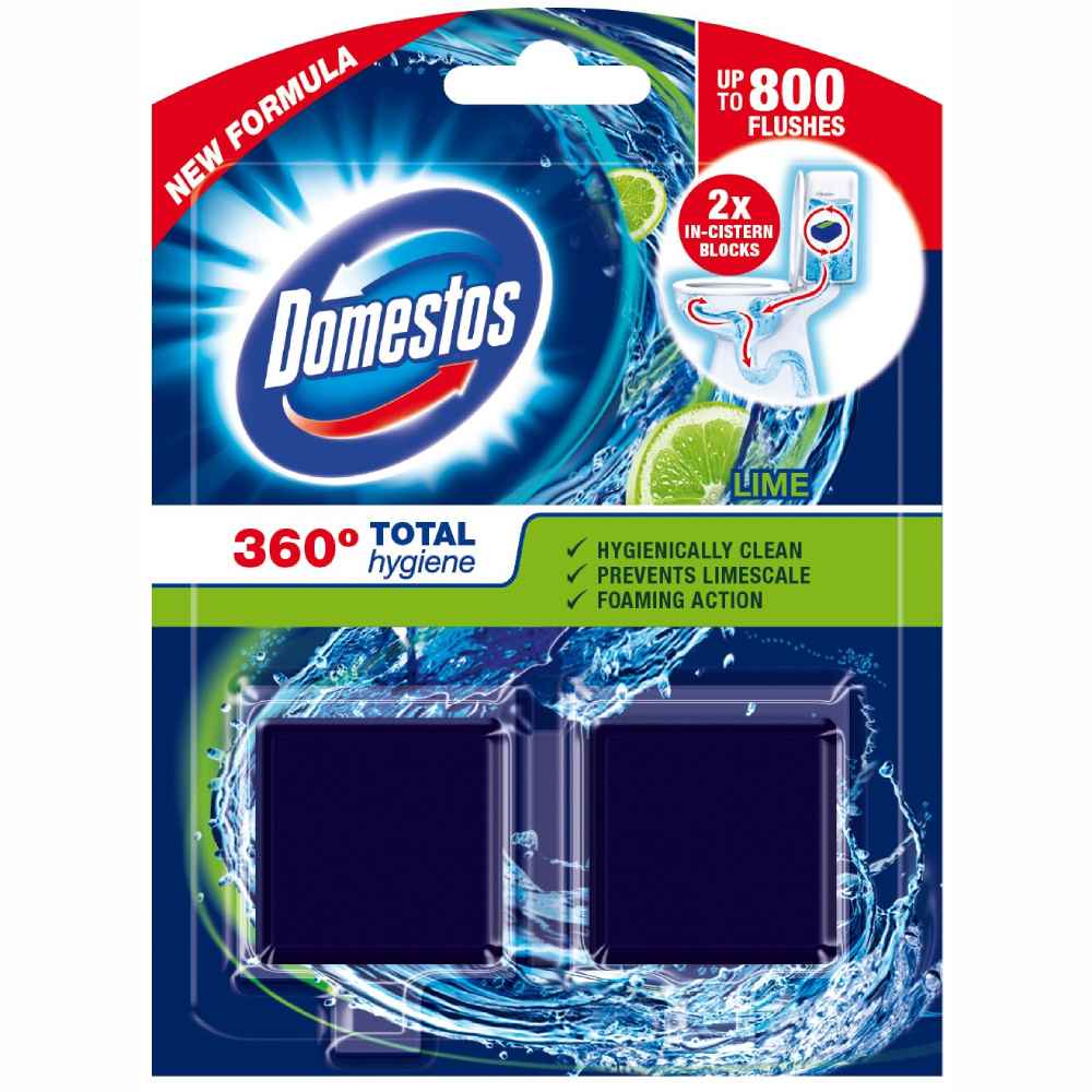 DOMESTOS Detergent dezinfectant pentru bazinul toaletei, 2x50 g, domestos