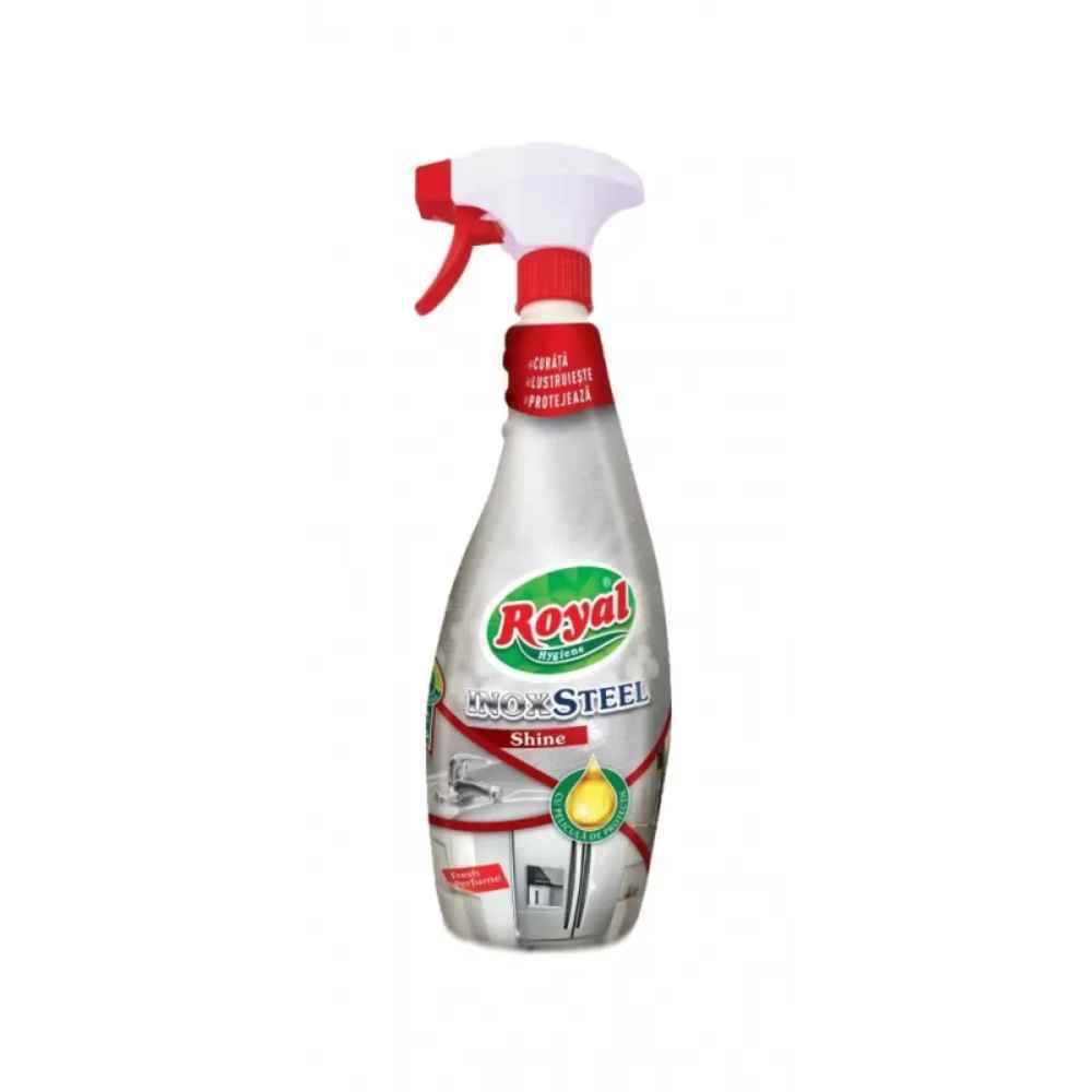 aplicație de masurat suprafete Detergent lichid suprafete si obiecte din inox, cu pulverizator, 750 ml, royal steel spray