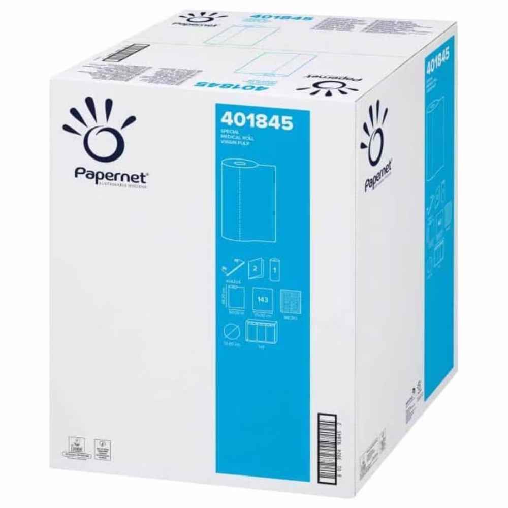 Rola cearceaf hartie, celuloza, alba, 2 straturi, 143 foi, 50cm x 50m, papernet 401845