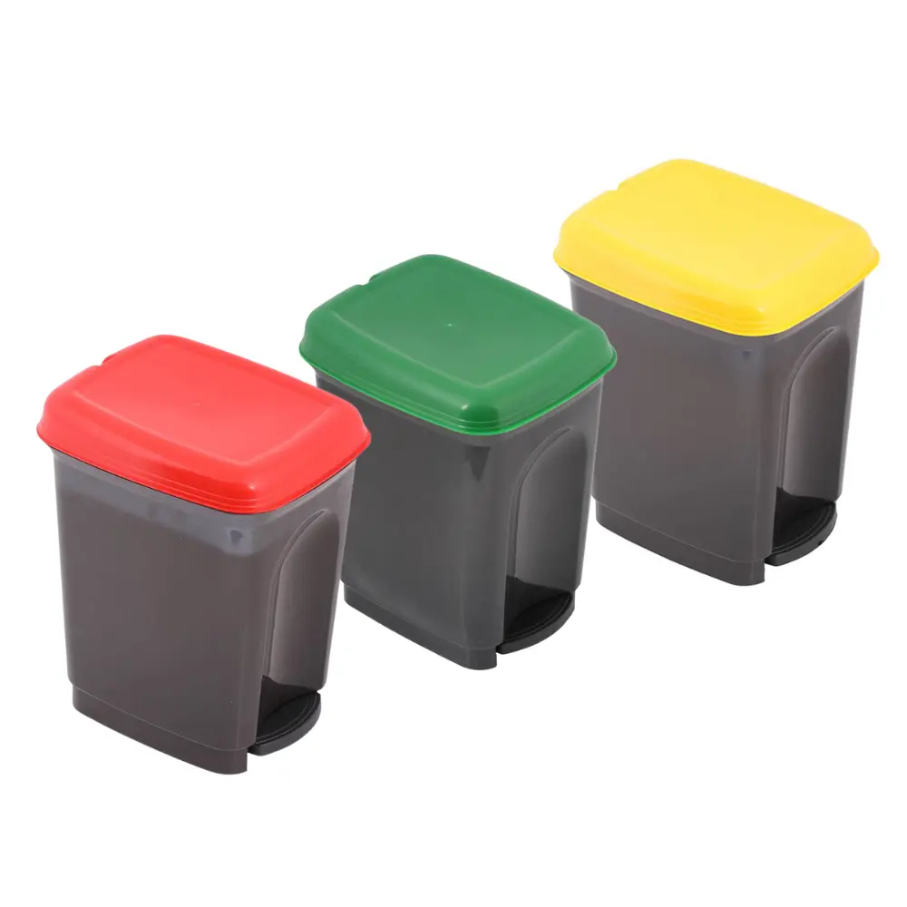 Trash Cans & Wastebaskets Cos gunoi cu pedala colectare selectiva 17l pvc verde+rosu+galben