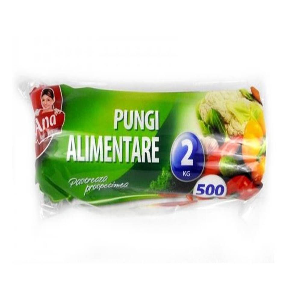 Pungi alimentare, plastic, 100 pungi, 2 kg