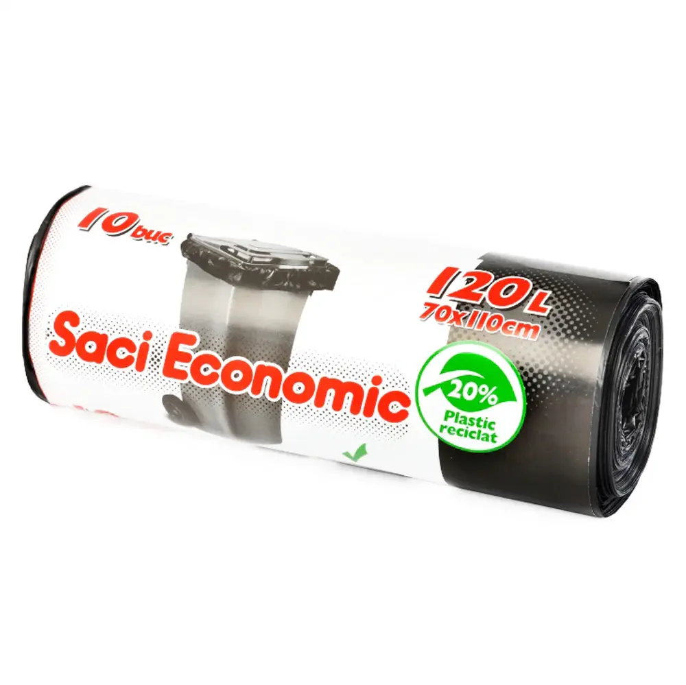 Garbage Bags Saci de gunoi menajer, 120 l, 10 buc, negru, oti