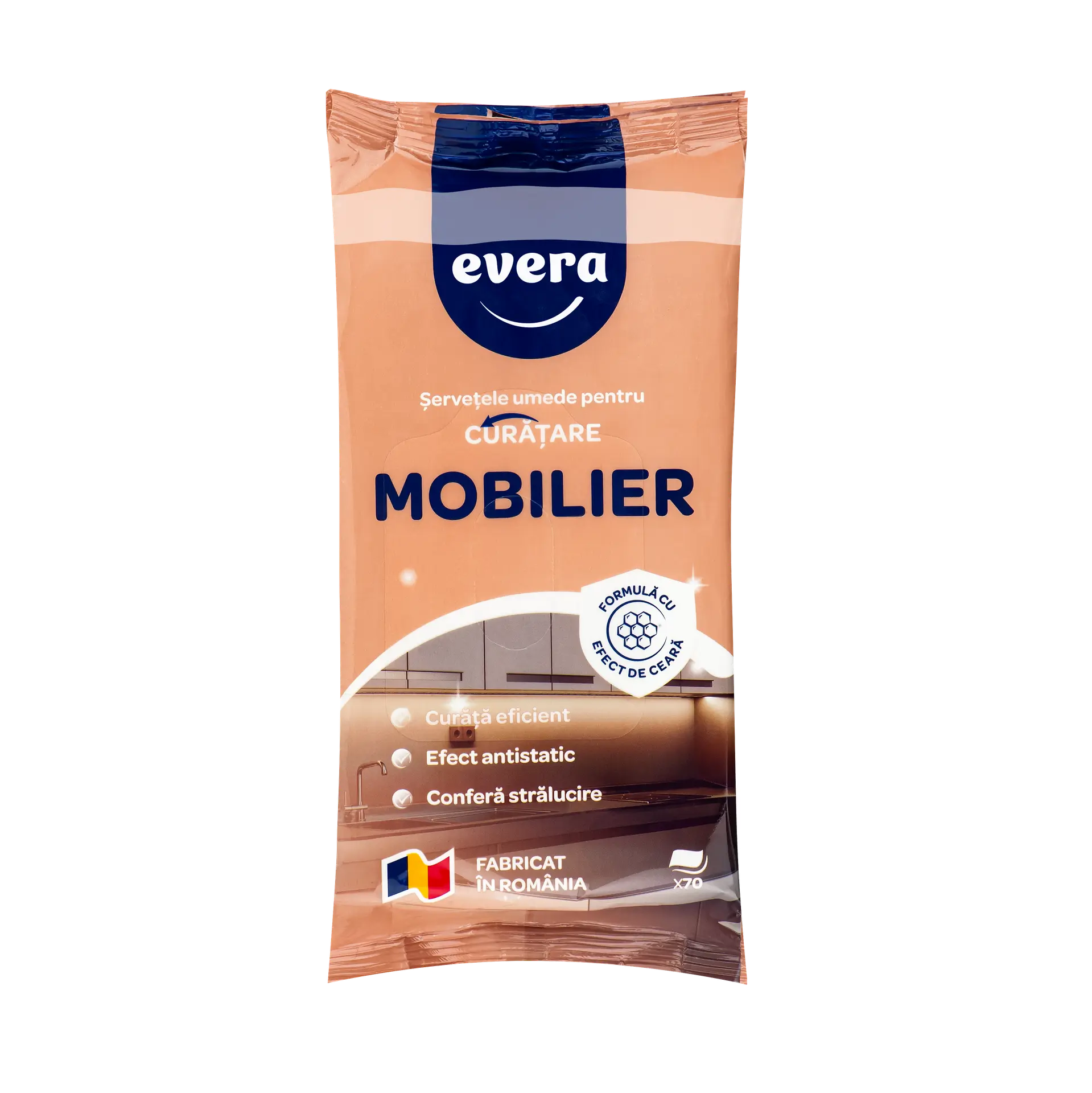 Household Cleaning Products Servetele umede curatare mobilier 70 buc/pachet evera
