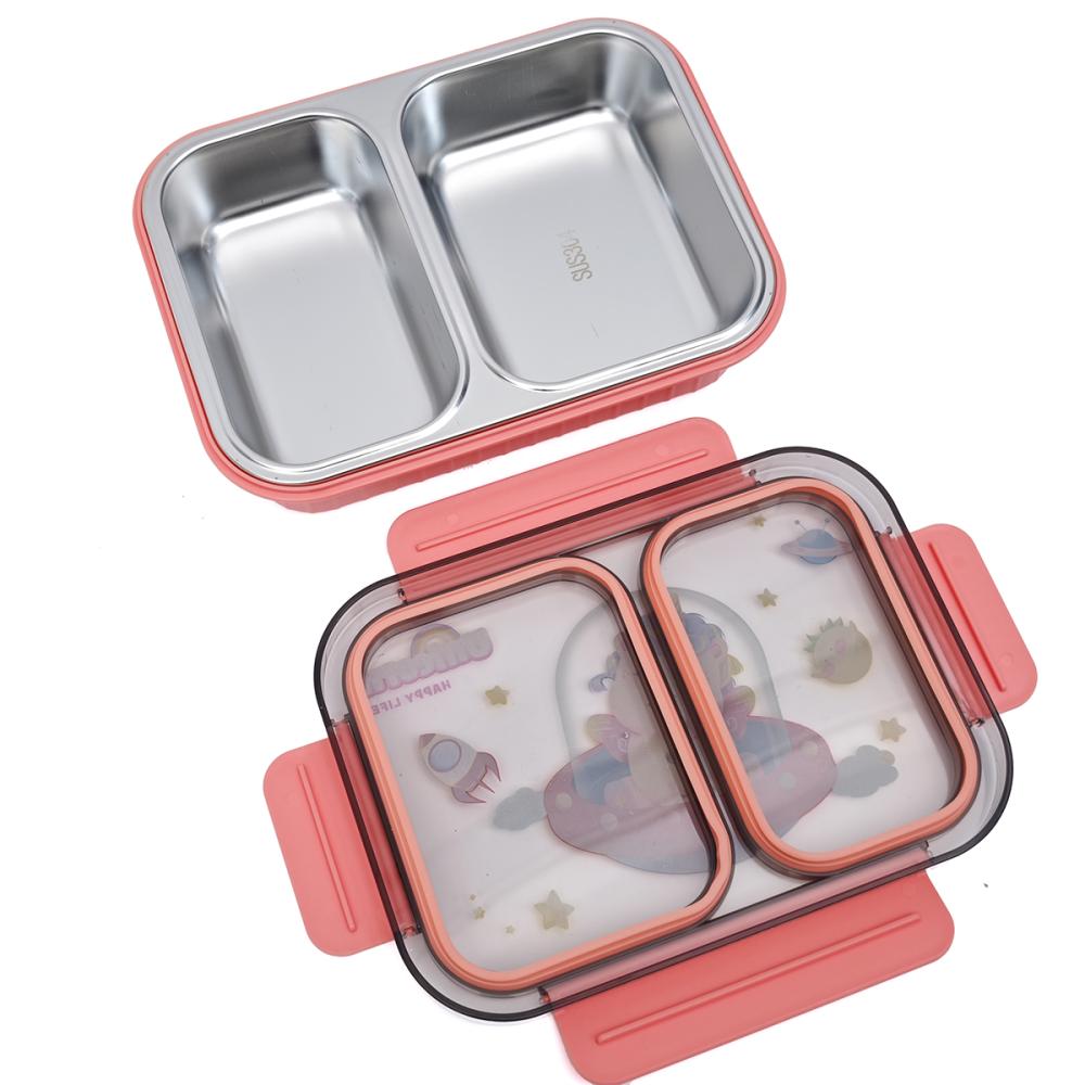 Caserola compartimentata copii, 2 compartimente, inox, bento