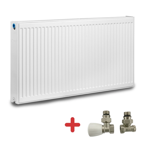 Pachet calorifer (radiator) din otel KOPH, tip 22, 300x800 mm, 780 W + Set 2 robineti tur-retur