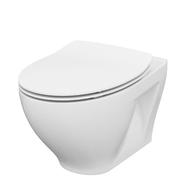 Set vas WC suspendat Moduo Cleanon cu capac slim duroplast, antibacterian, inchidere lenta, demontare rapida