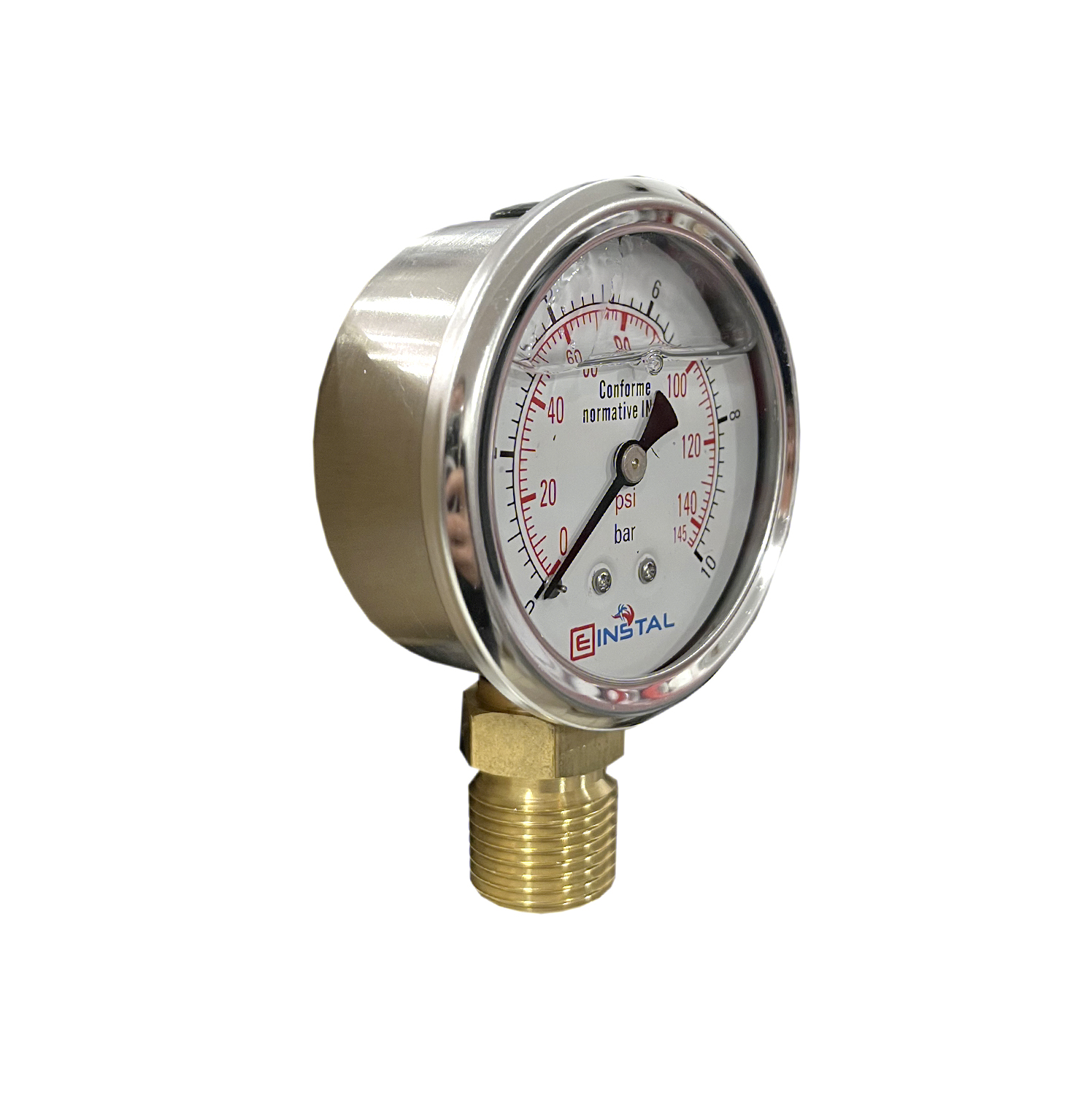 regulator presiune apa 1/2 cu manometru Einstal Manometru presiune apa cu glicerina 10 bar filet 1/2 radial carcasa inox dn60 mm