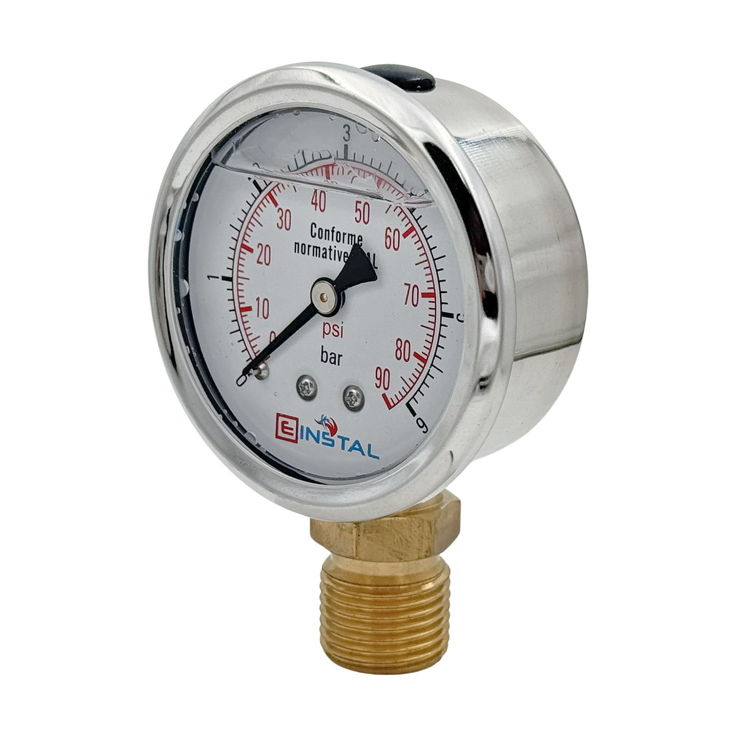 regulator presiune apa 1/2 cu manometru Einstal Manometru presiune apa cu glicerina 6 bar filet 1/2 radial carcasa inox dn60 mm