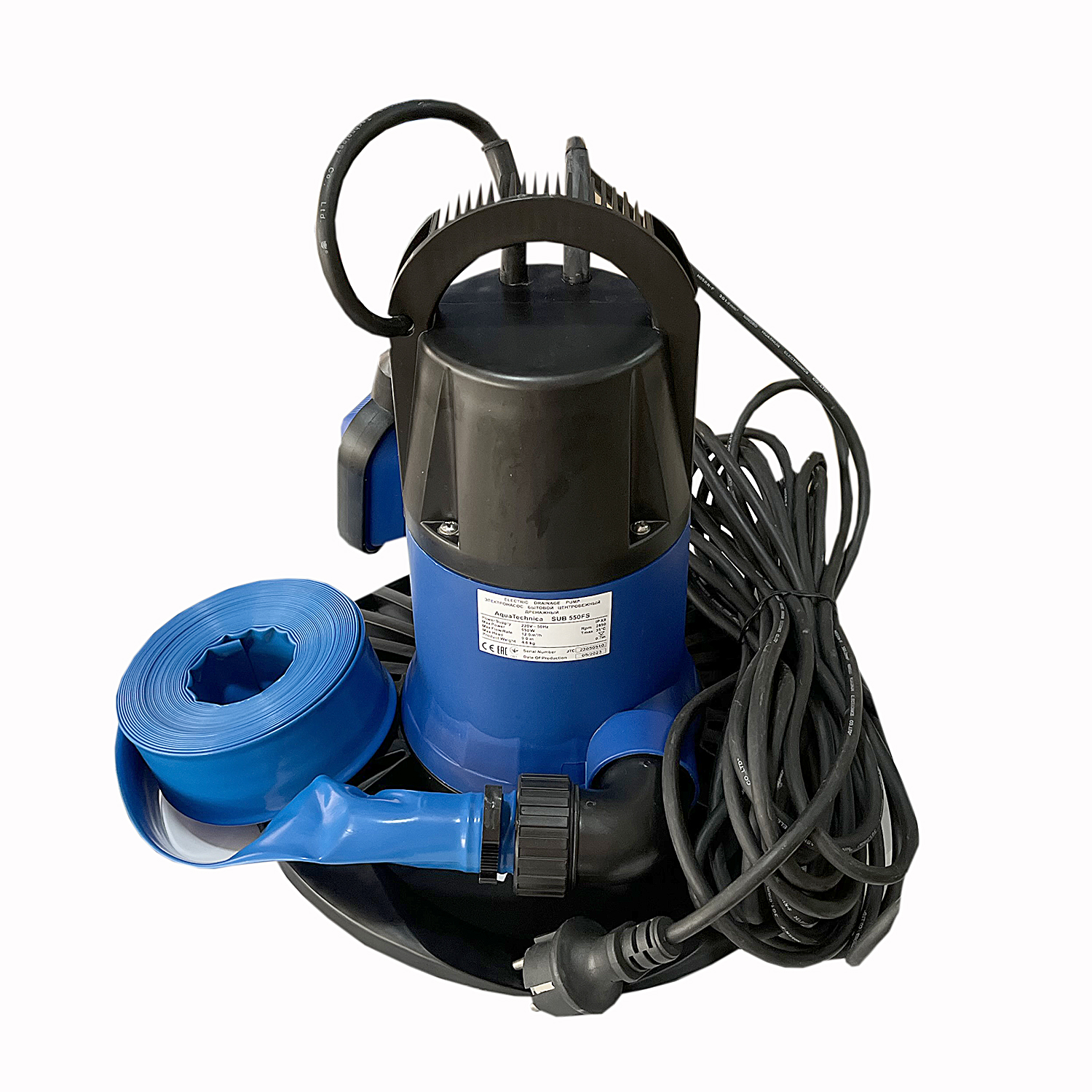 Pompa apa pluviala Aquatechnica SUB 550 FS 200 litri-minut echipata cu 20 metri furtun de refulare