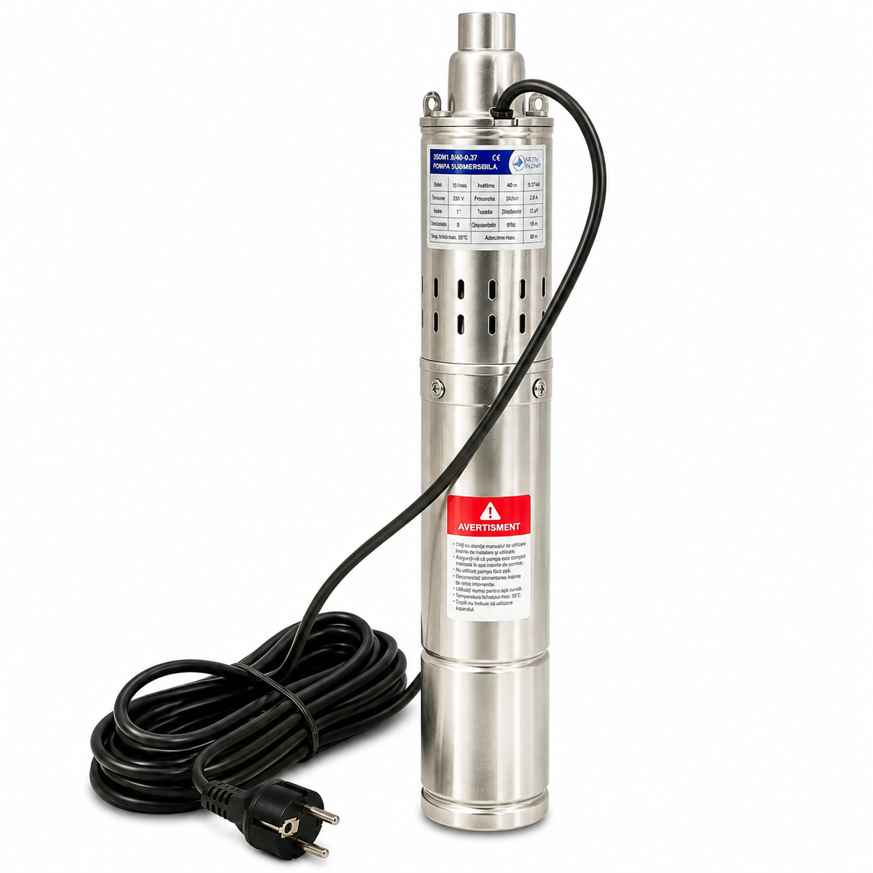 Shop Einstal ULTRA FLOWTECH Pompa submersibila cu surub ultra flowtech 3qgd1-40-0.37 putere 370w inaltime pompare 80 m debit 30 litri-minut