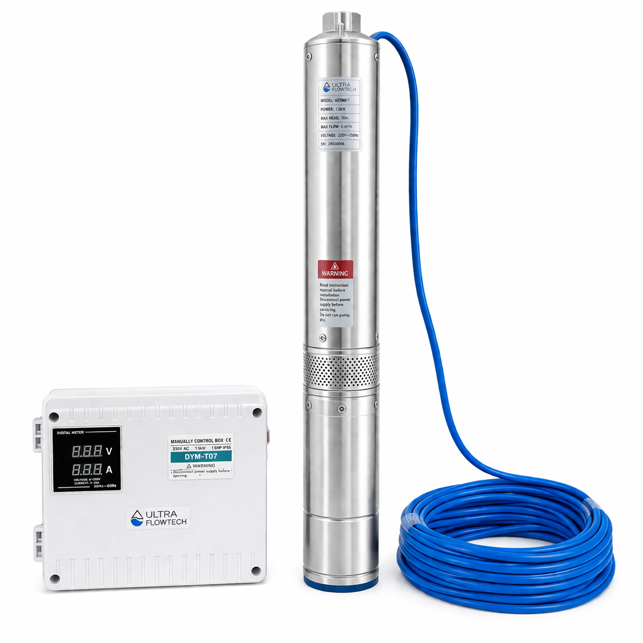 Shop Einstal ULTRA FLOWTECH Pompa submersibila multietajata trifazata ultra flowtech 4sb 16-17 putere 4kw inaltime pompare 107 m debit 350