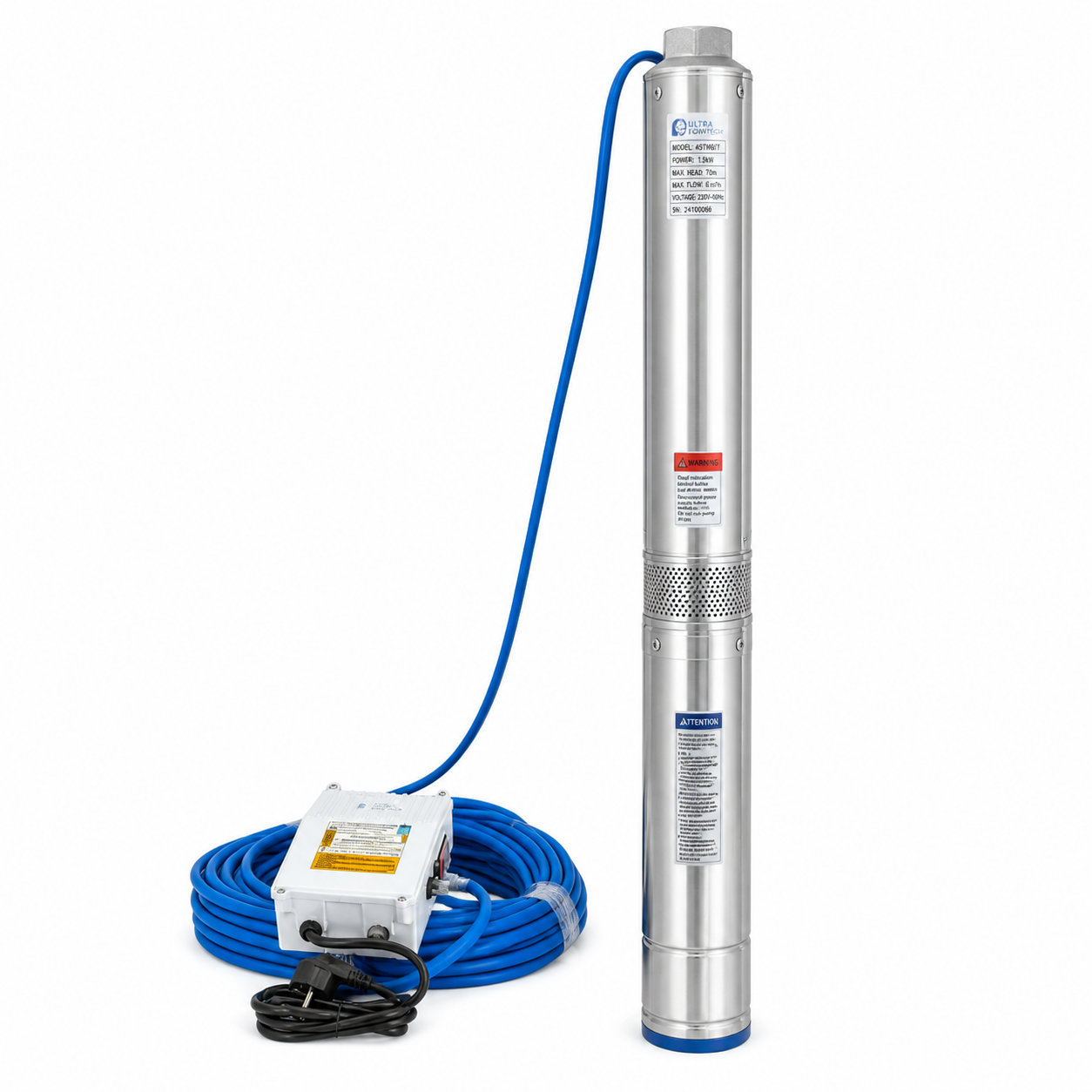 Shop Einstal ULTRA FLOWTECH Pompa submersibila multietajata ultra flowtech 4sbm 20-8 putere 2200w inaltime pompare 50 m debit 450 litri-minut