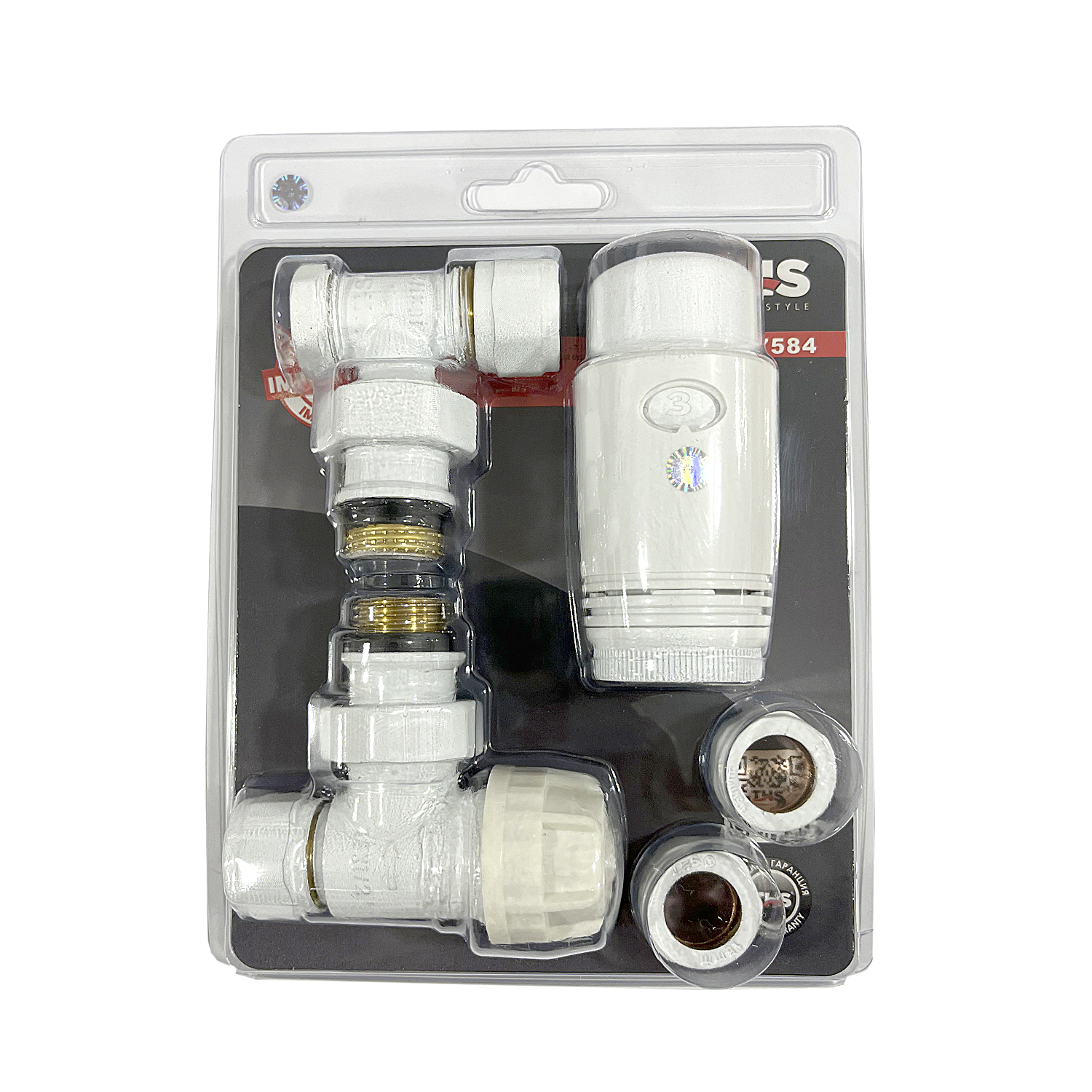 Set robineti radiator tur retur Cayman alb 1/2 x 16 mm + 1/2