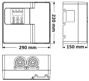 Dimensiune Convertizor de frecventa trifazic W713B-4025 pompe apa 11kw-18.5kw