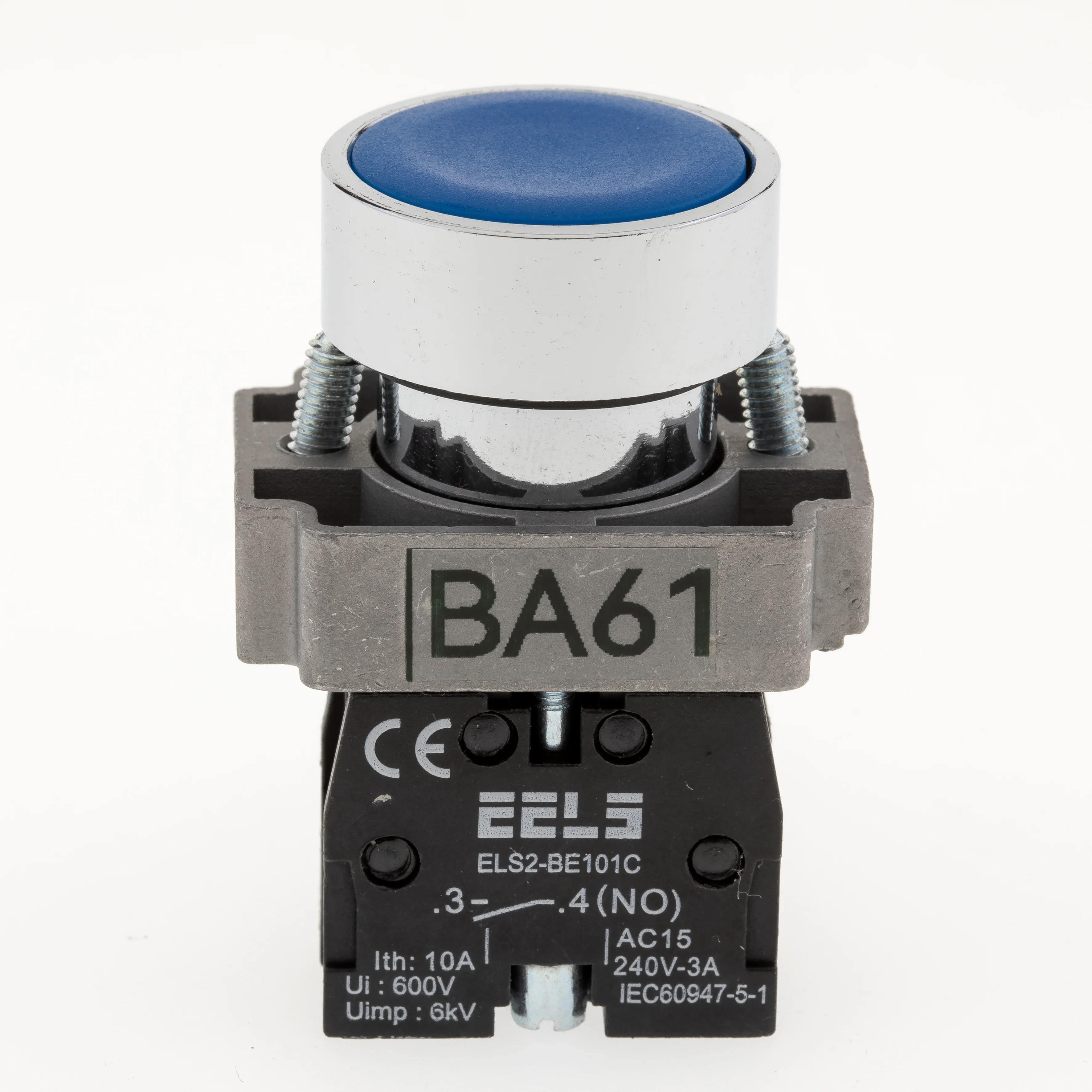 Buton albastru cu revenire ELS2-BA61 1xNO, 3A/240V AC