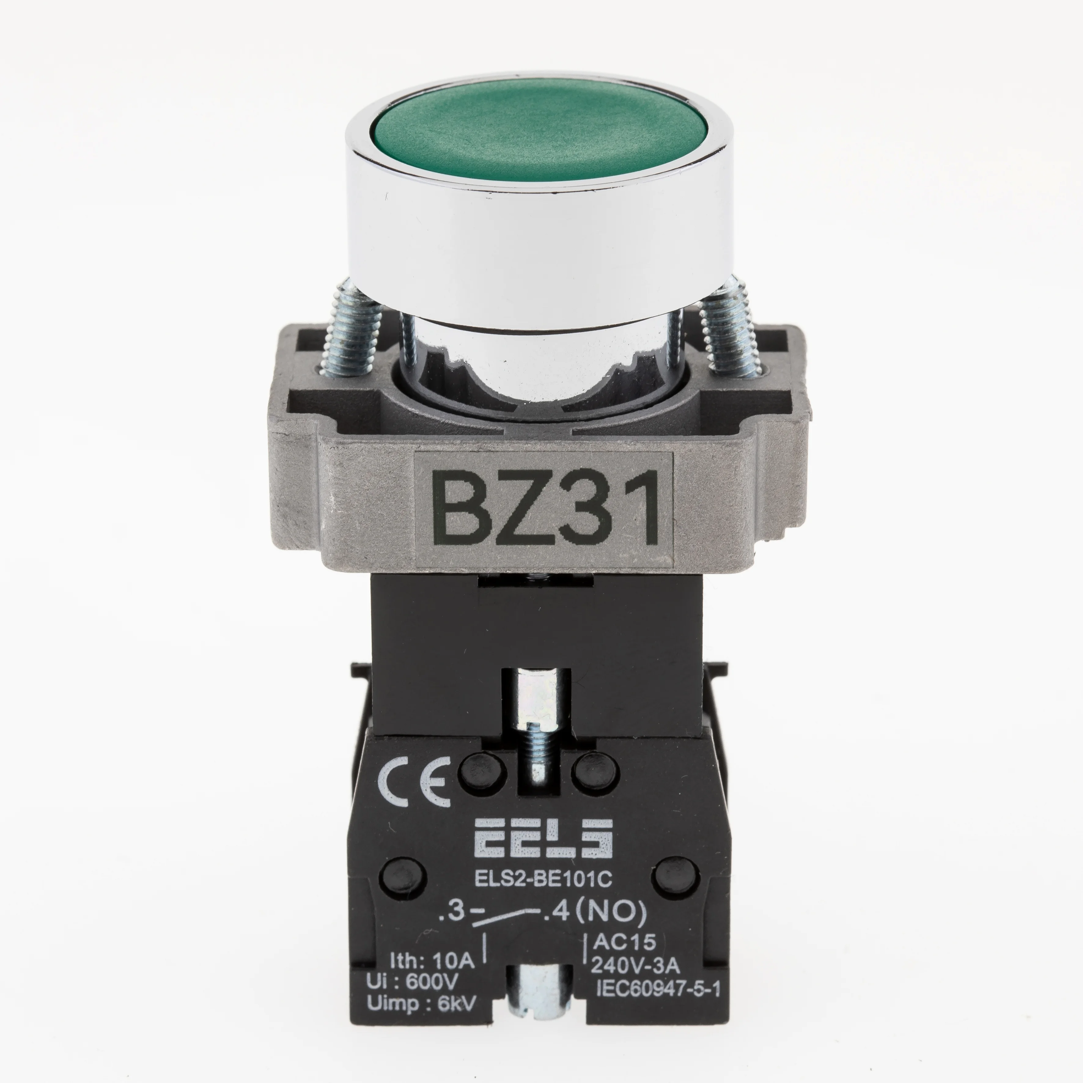 Buton verde cu autoblocare ELS2-BZ31 1xNO, 3A/240V AC
