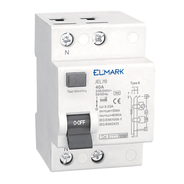 Întrerupător diferențial electromagnetic RCCB JEL7B 2P 16A/30mA 10kA curba B