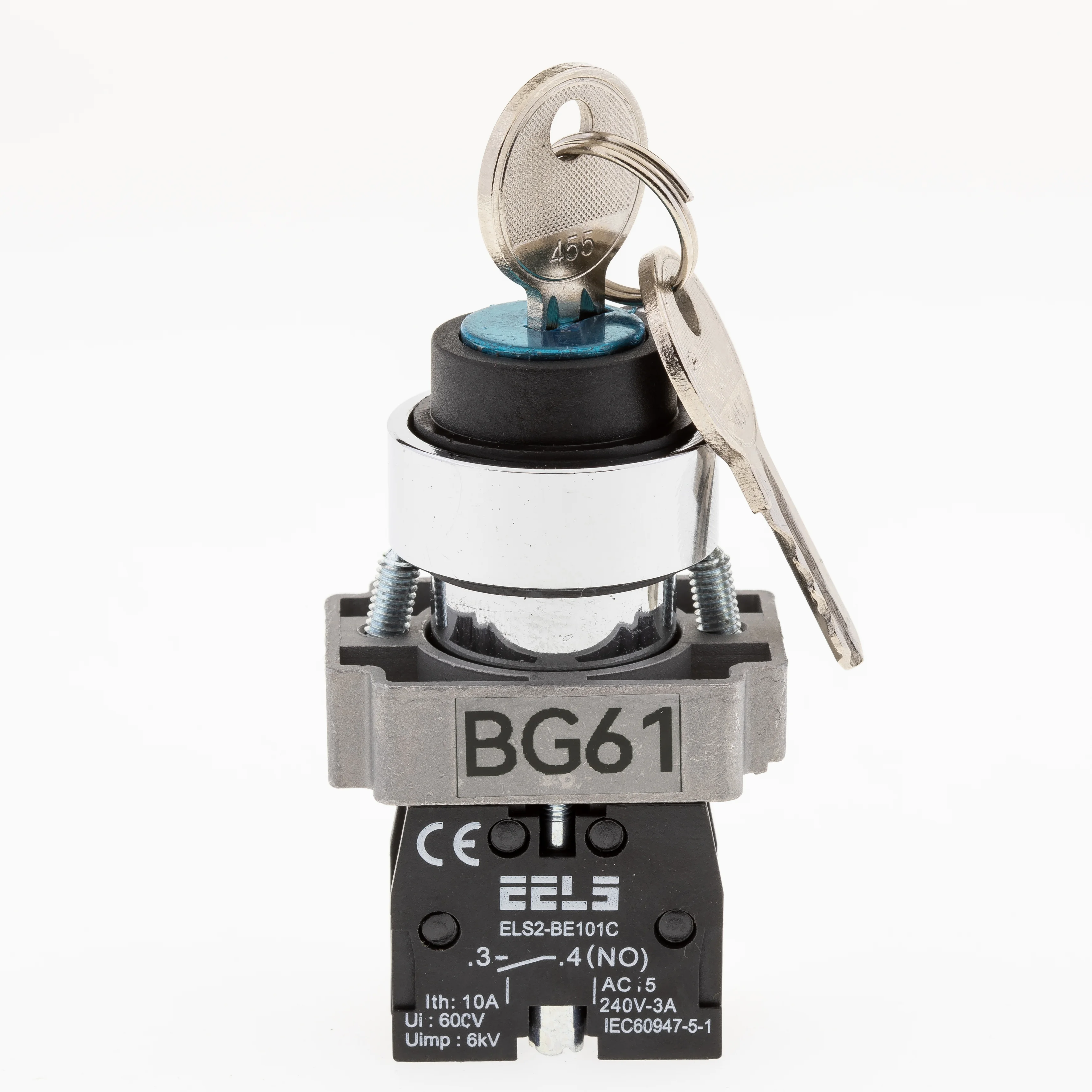 Selector 2 pozitii cu revenire si cu cheie retragere stanga ELS2-BG61 1xNO, 3A/240V AC