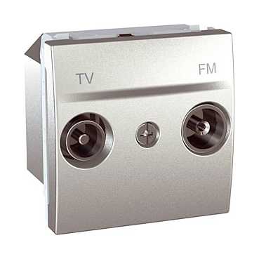 Priza TV/FM individuala, 2 module, aluminiu