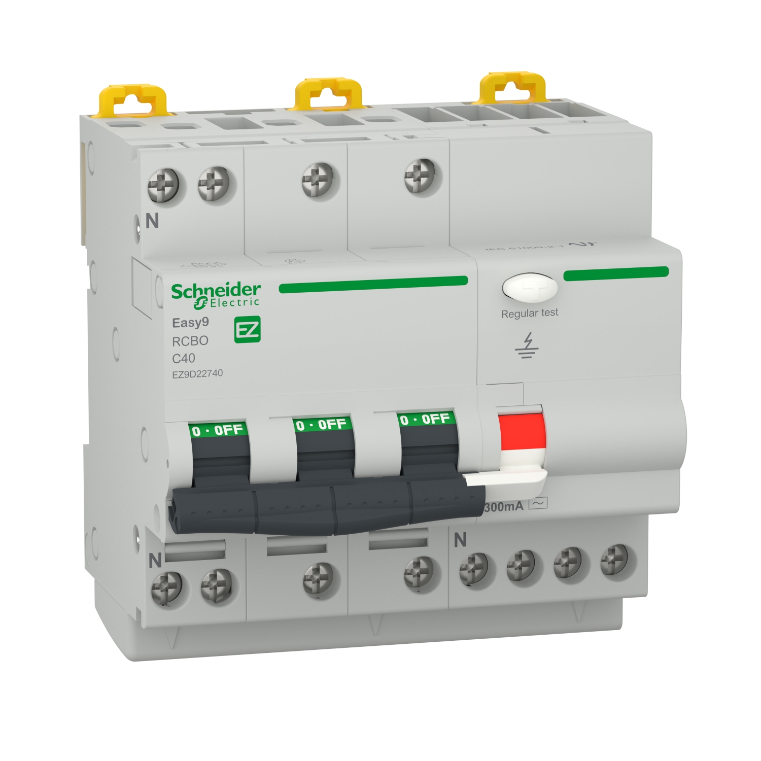 Easy9 RCBO Disjunctor diferential 3P+N 4500 AC 300mA C 40A
