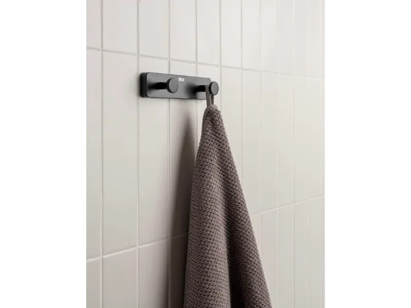 Agatatoare dubla Roca A817721NB0, 140 mm, 36 mm, 2 cuie, 2 orificii instalare, pe perete, metal, Negru