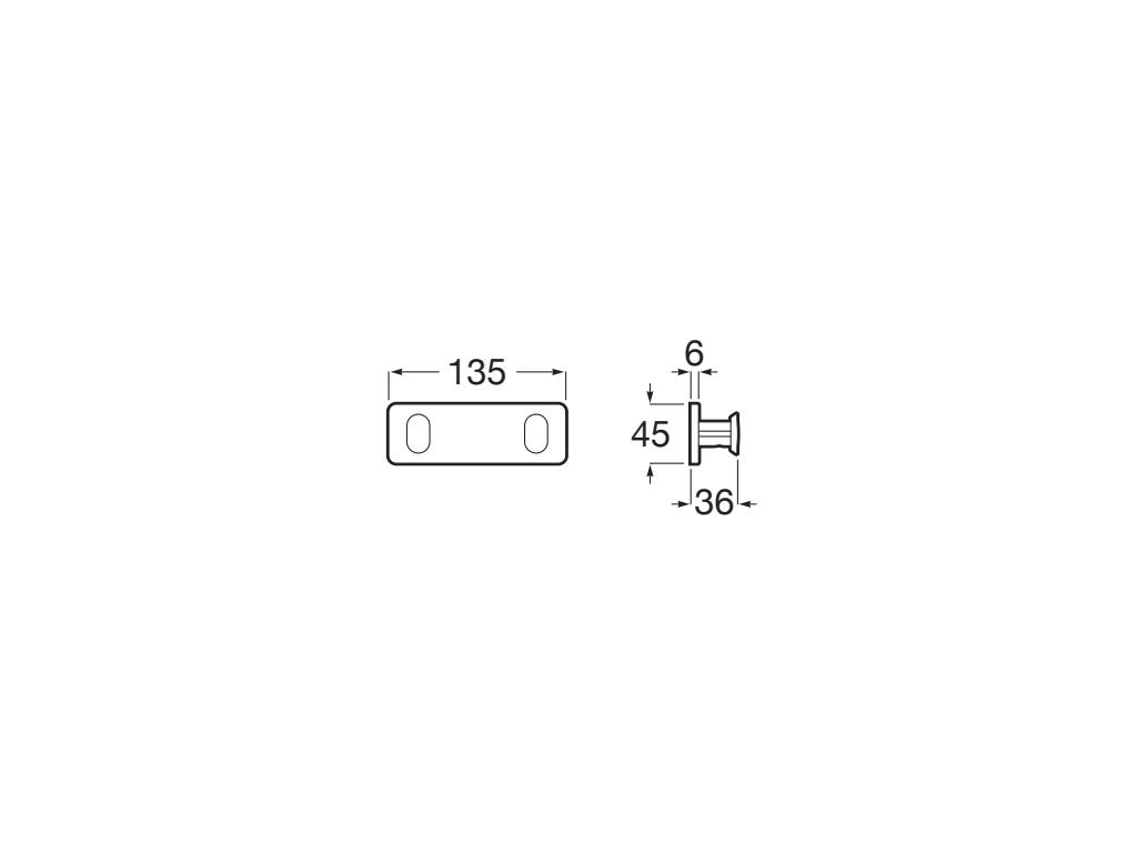 Agatatoare Roca A817881NB0, 135 mm, 45 mm, 2 cuie, 2 orificii instalare, pe perete, metal, elemente fixare, Negru