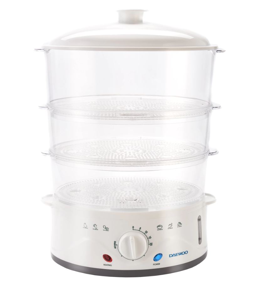Daewoo Aparat de gatit cu aburi daewoo dfs900w, 900 w, 3 zone, 8.5 l, timer, control mecanic, alb