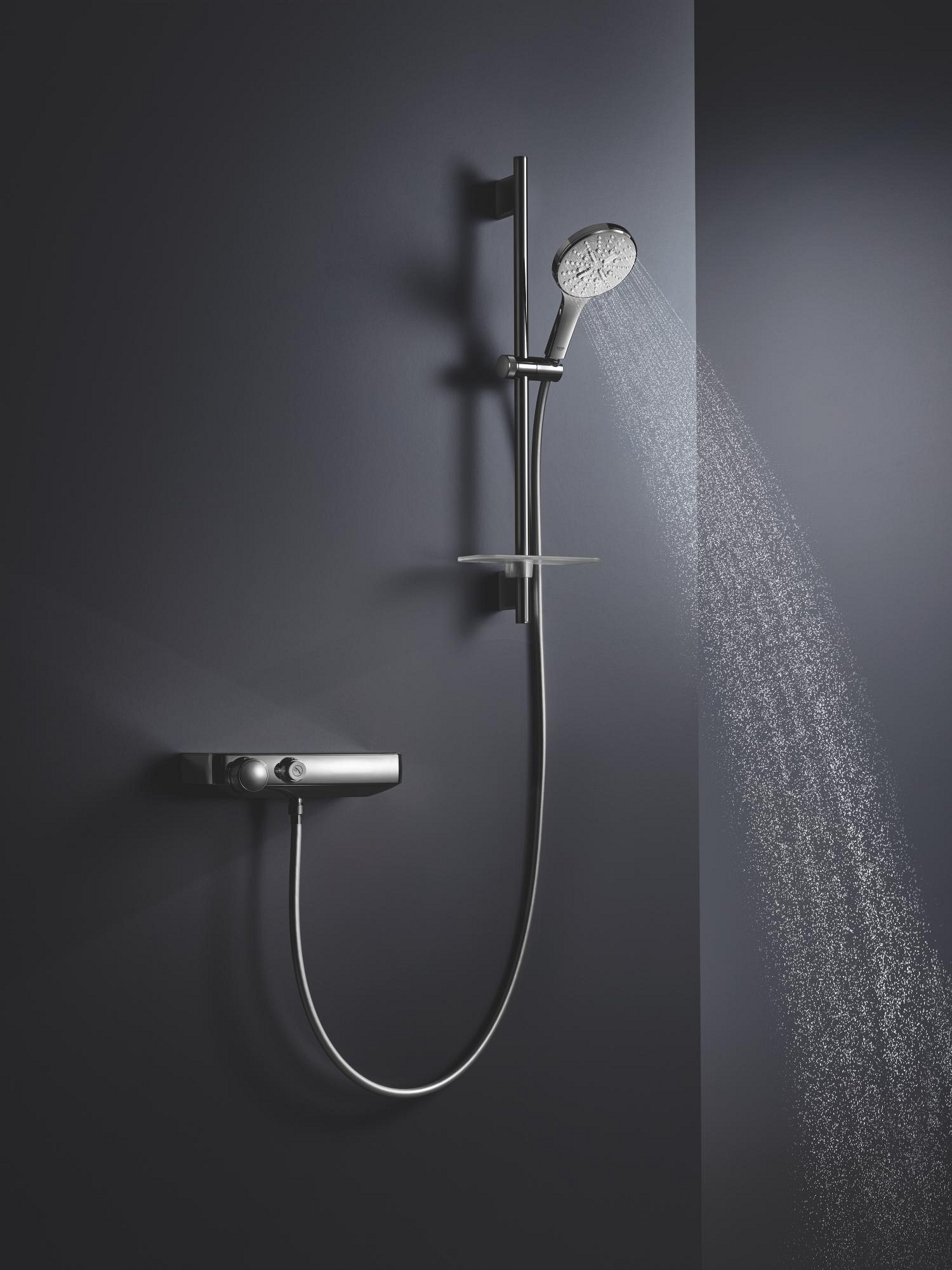 Bara de dus Grohe 26602000, 630 mm, 78 mm, universal, suport dus reglabil, pe perete, metal, plastic, Crom