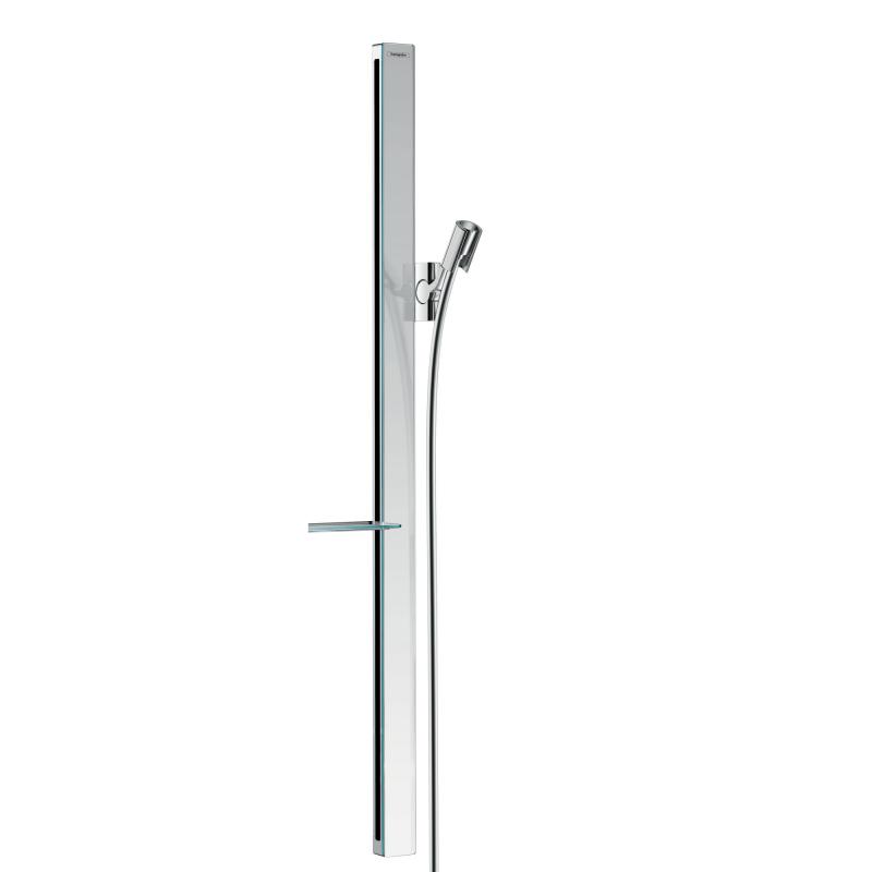 Hansgrohe Bara de dus hansgrohe unica 27640000, 950 mm, glisor dus, pivotanta, furtun 1.6 m, etajera, crom