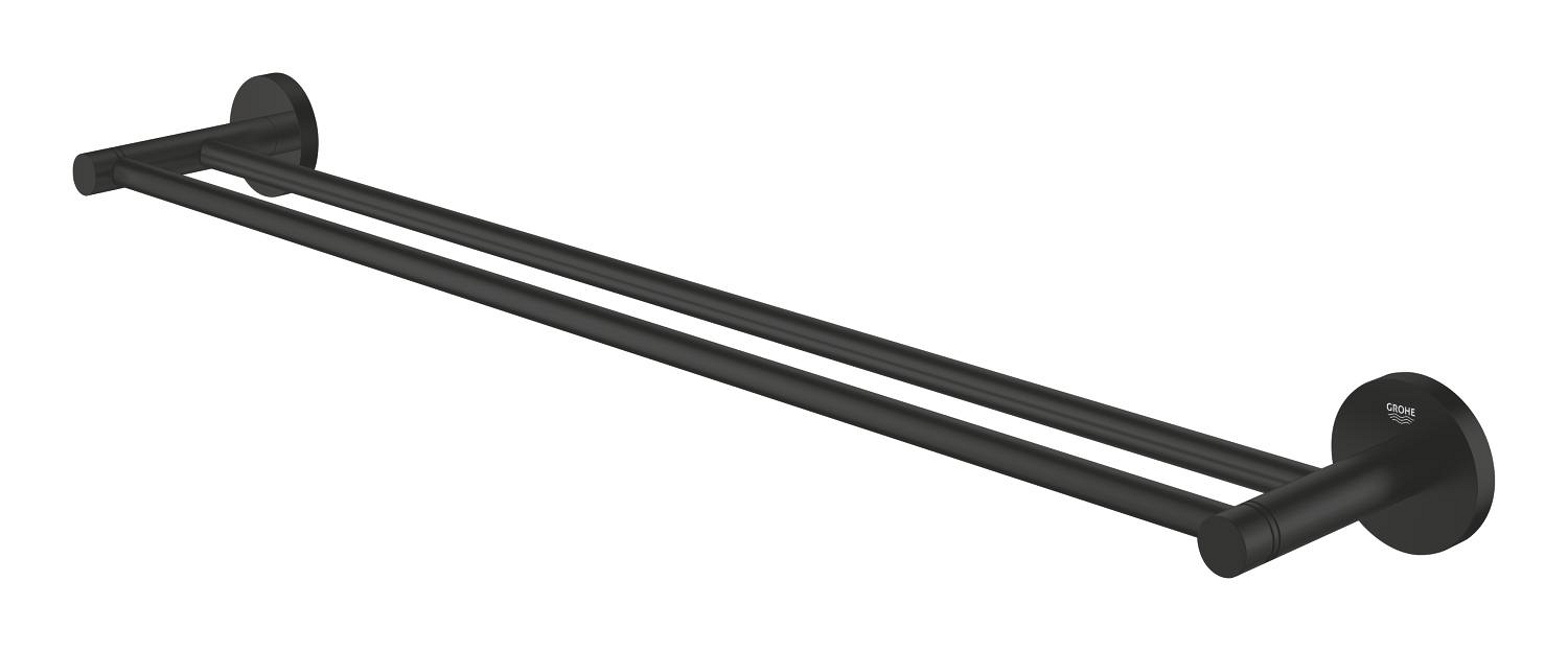 Bara prosop dubla Grohe 1024732430, 625 mm, 105 mm, 2 orificii instalare, 2 rafturi, pe perete, Negru