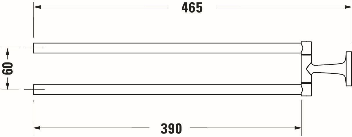 Bara prosop Duravit 0099417000, Starck T, tip instalare pe perete, num