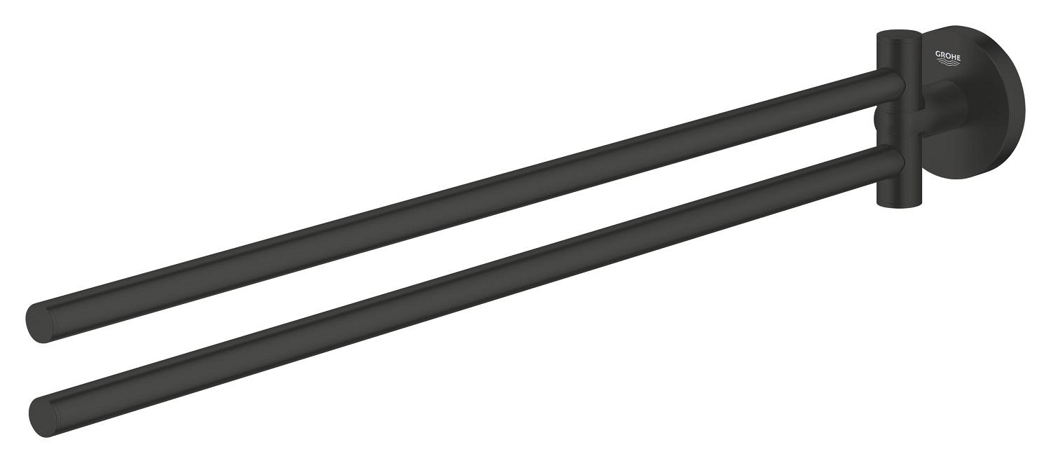 Bara prosop Grohe 411832430, 439 mm, 61 mm, 2 orificii instalare, 2 rafturi, pivotanta, pe perete, Negru